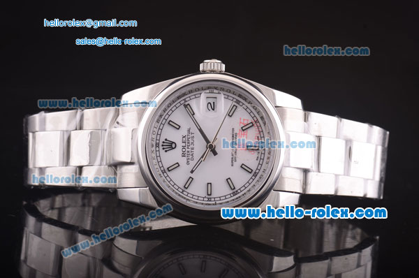 Rolex Datejust Automatic Movement Steel Case and Strap with White Dial - Click Image to Close